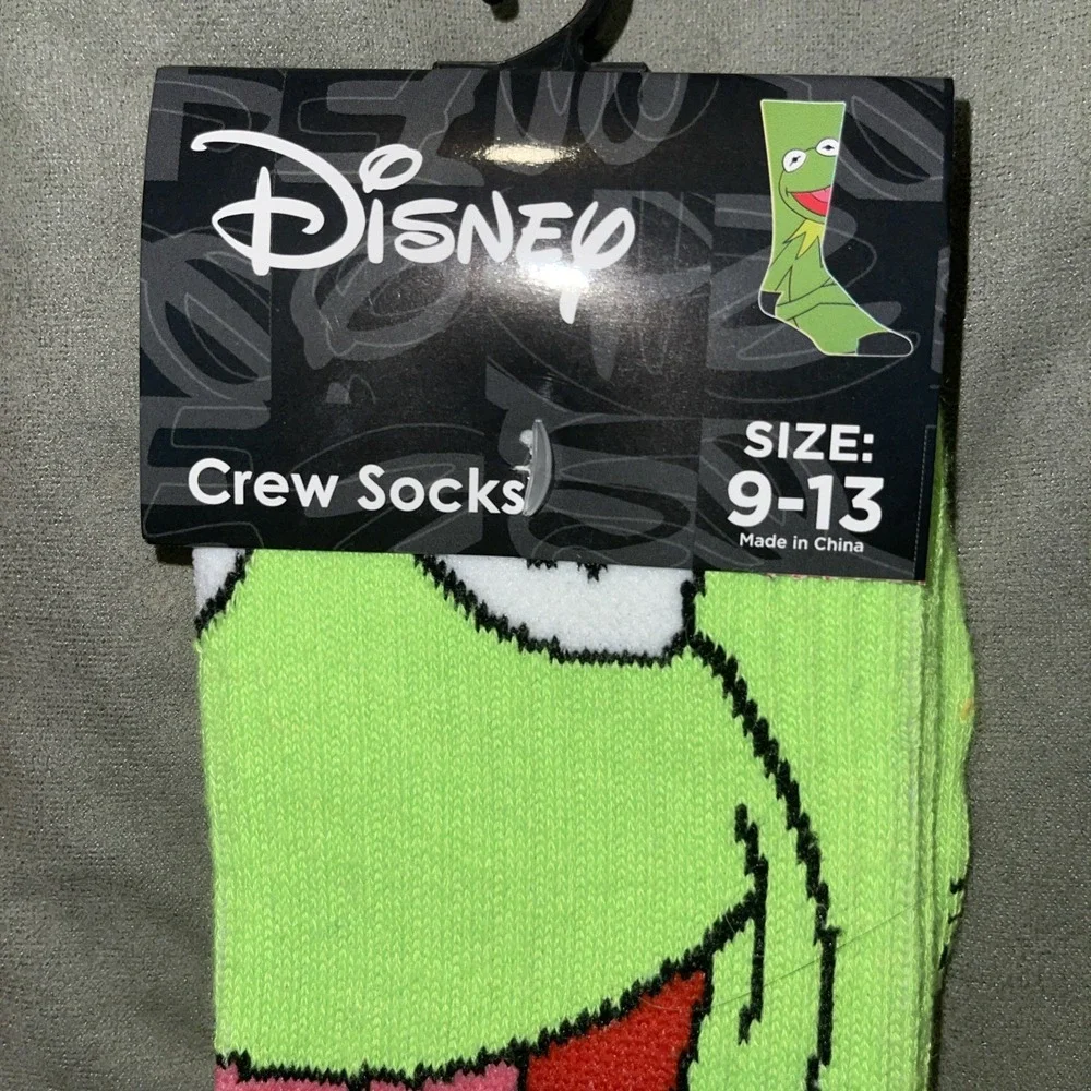 Lot 2 Pairs Disney Muppets Crew Socks Fozzie Bear Kermit The Frog Sz 9-13 NWT